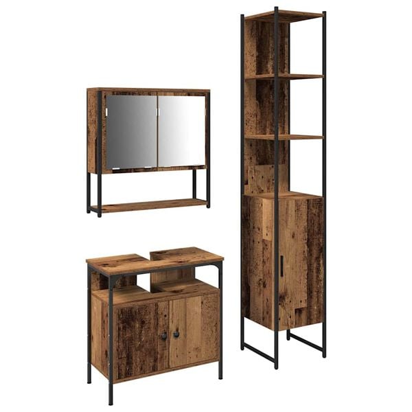 vidaXL Set namje&scaron;taja za kupaonicu 3 pcs Staro drvo Konstruirano drvo