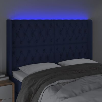 vidaXL LED uzglavlje plavo 163 x 16 x 118/128 cm od tkanine