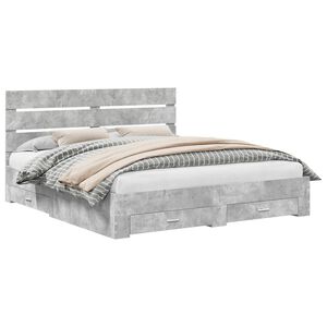 vidaXL Krevetna konstrukcija s ladicama Betonski sivi 200 x 200 cm