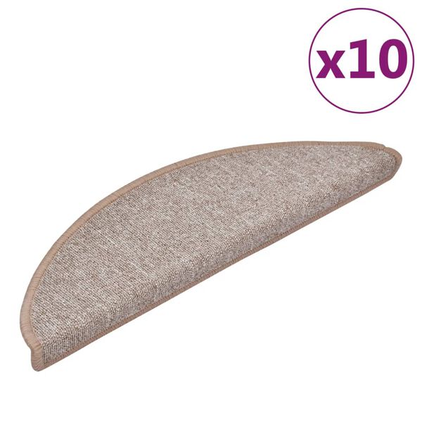 vidaXL Prostirke za stepenice 10 kom 56x17x3 cm svijetlosmeđe poluokrugle