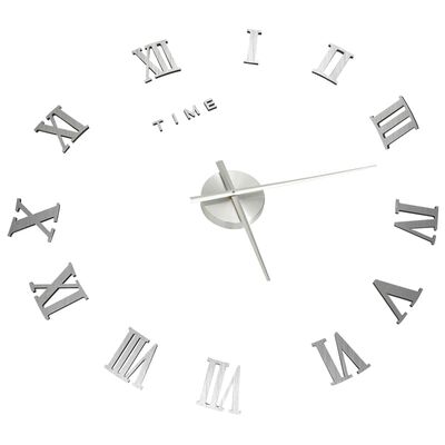vidaXL 3D zidni sat moderni dizajn 100 cm XXL srebrni