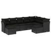 vidaXL 9-dijelni set vrtnih sofa s jastucima crni od poliratana