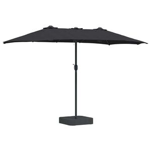 vidaXL Vrtni suncobran Crna 385 x 209 x 244 cm Poliester i čelik