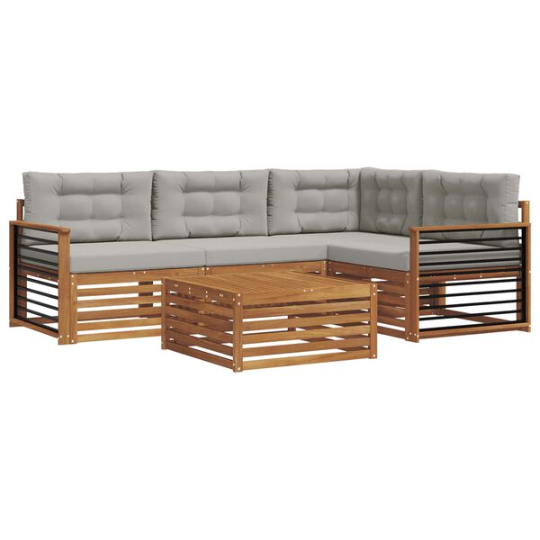 vidaXL Set vanjskih sofa s jastukom 5 pcs Prirodna i svijetlo siva