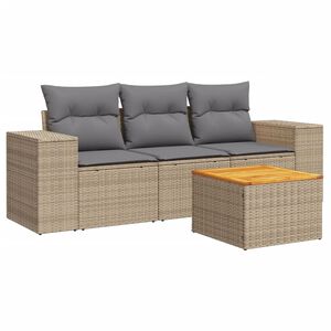 vidaXL 4-dijelni set vrtnih sofa s jastucima bež od poliratana