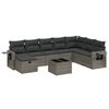 vidaXL 9-dijelni set vrtnih sofa od poliratana s jastucima sivi