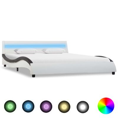 vidaXL Okvir za krevet od umjetne kože LED bijelo-crni 160 x 200 cm