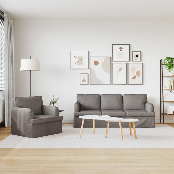 vidaXL Sofa 2 pcs Sivo-smeđa 144 x 80 x 85 cm tkanina