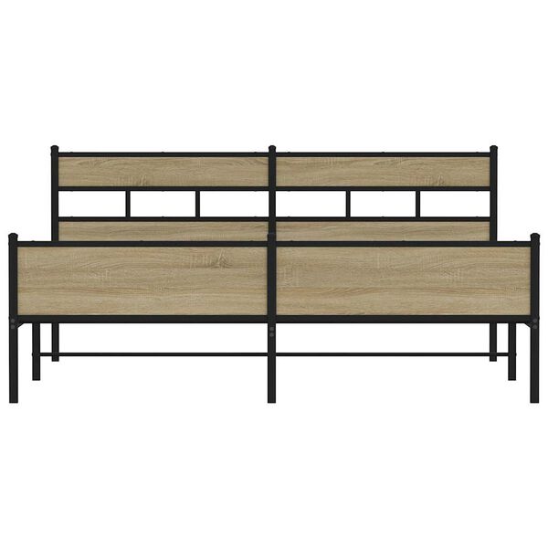 vidaXL Metalni okvir kreveta bez madraca boja hrasta sonome 183x213 cm