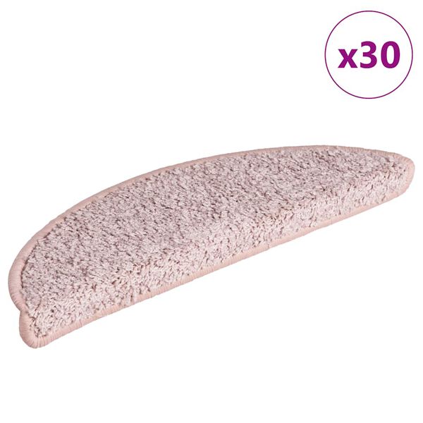 vidaXL Prostirke za stepenice 30 kom 56x17x3 cm svijetlo ružičaste poluokrugle