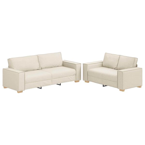vidaXL Sofa 2 pcs Bež 220 x 80 x 84 cm Platnasta tkanina