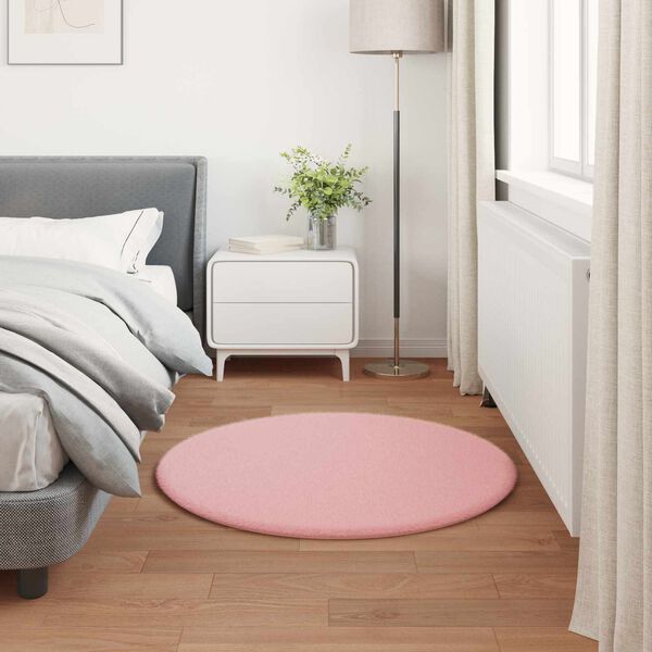 vidaXL Protuklizni lažni zec krzneni tepih Olite Ružičasta &Oslash; 100 cm