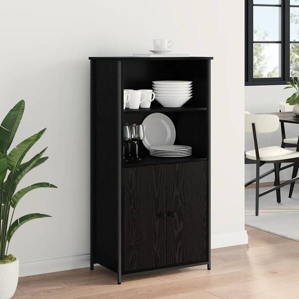 vidaXL Highboard Crni hrast 62 x 36 x 121,5 cm Konstruirano drvo
