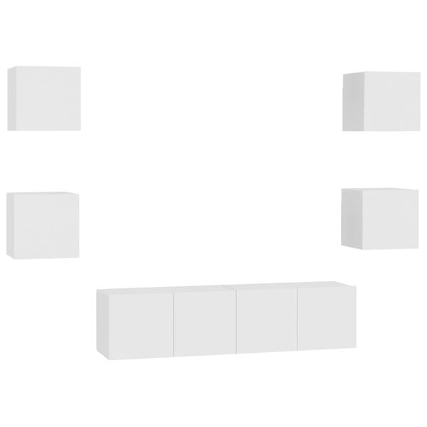 vidaXL 6-dijelni set TV ormarića bijeli od konstruiranog drva