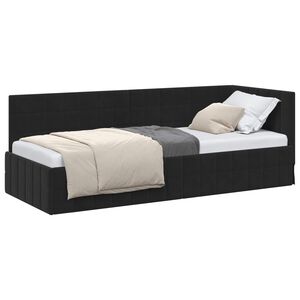 vidaXL Kutni okvir kreveta s uzglavljem Crna 80 cm x 200 cm Bar&scaron;un