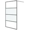 vidaXL Pregrada za tu&scaron; crna 115 x 195 cm s napola mutnim staklom ESG
