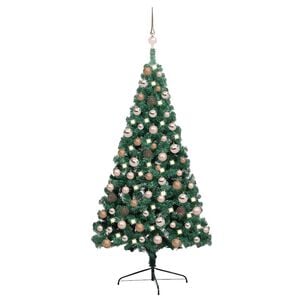 vidaXL Umjetna osvijetljena polovica božićnog drvca zelena 120 cm