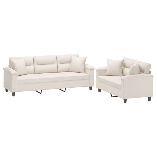 vidaXL 2-dijelni set sofa s jastucima bež od mikrovlakana