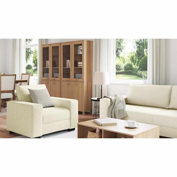 vidaXL Sofa 3 pcs Bež Platnasta tkanina
