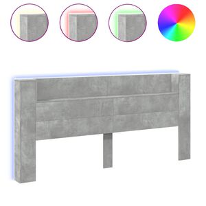 vidaXL Ormarić za uzglavlje LED svjetlima boja betona 220x16,5x103,5cm