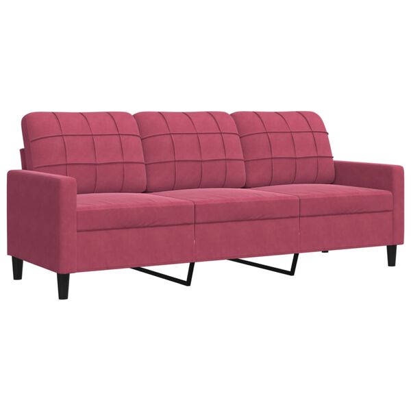vidaXL 3-dijelni set sofa s jastucima crvena boja vina bar&scaron;unasti