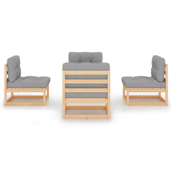 vidaXL 4-dijelna vrtna garnitura od masivne borovine s jastucima
