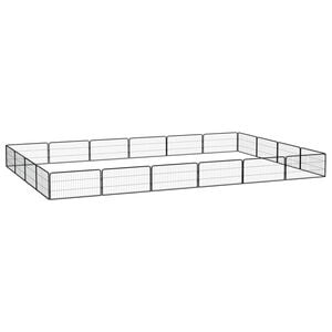 vidaXL Ograda za pse s 20 panela crna 100 x 50 cm čelik obložen prahom