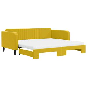 vidaXL Dnevni krevet na razvlačenje s madracima žuti 100x200 cm bar&scaron;un