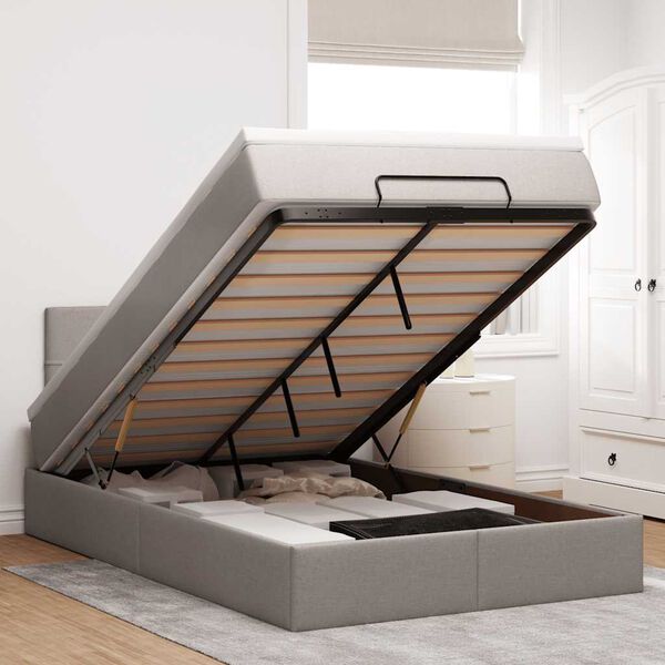 vidaXL Otomanski okvir kreveta s madraca smeđesivi 120x200cm tkanine