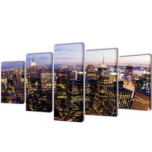 Zidne Slike na Platnu Set s Printom New York 200 x 100 cm