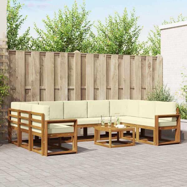 vidaXL Set vanjskih sofa s jastukom 10 pcs Prirodna i krem