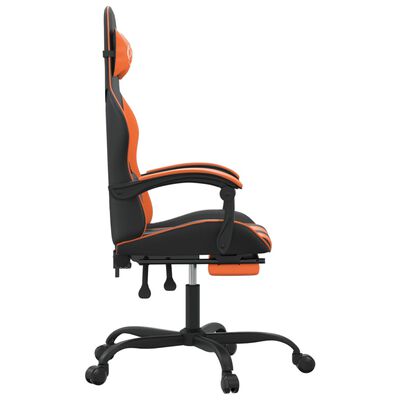 vidaXL Okretna igraća stolica s osloncem crno-narančasta umjetna koža