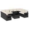 vidaXL 10-dijelni set vrtnih sofa s jastucima crni od poliratana