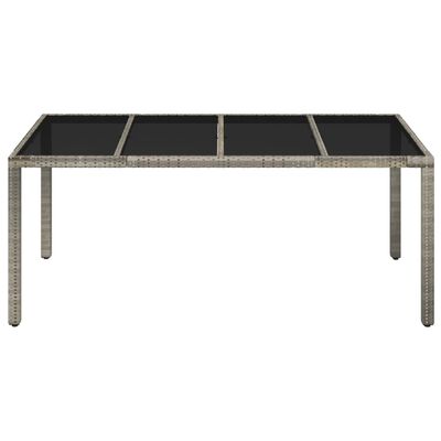 vidaXL Vrtni stol sa staklenom pločom sivi 190x90x75 cm od poliratana