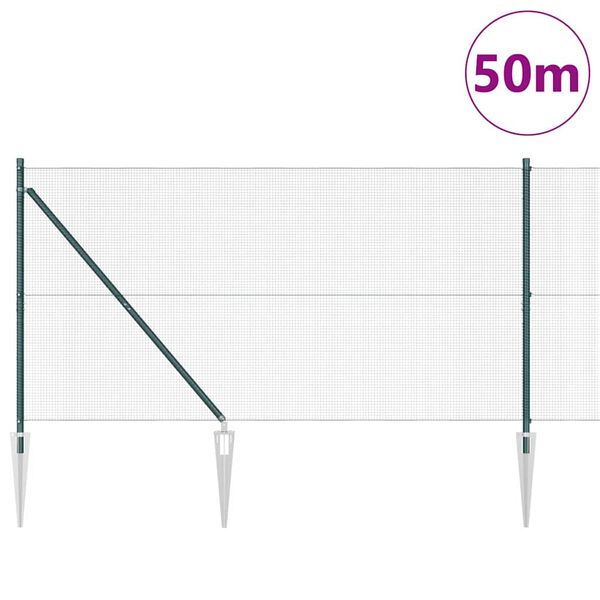 vidaXL Stup za ogradu Zelena 50 x 1 m (mreža 12 x 12 mm) Čelik i PVC