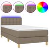 vidaXL Krevet box spring s madracem LED smeđesivi 100x200 cm tkanina