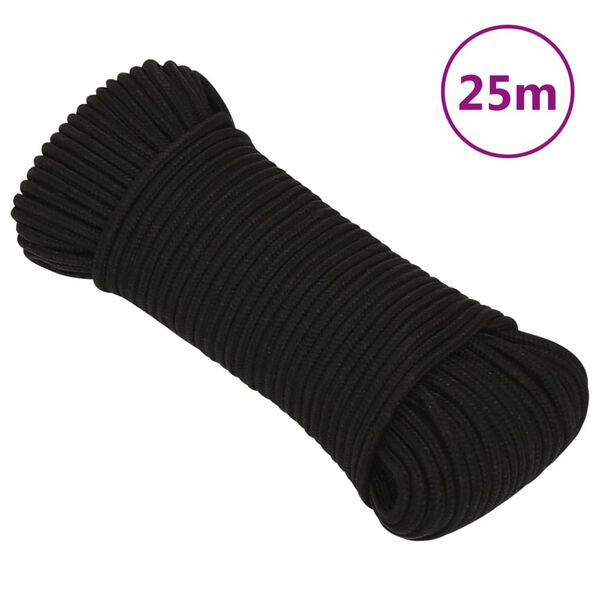 vidaXL Radno uže crno 3 mm 25 m poliestersko