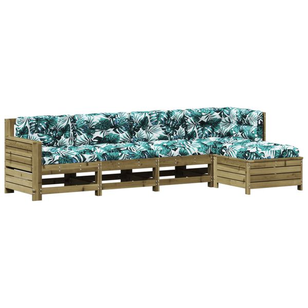 vidaXL 5-dijelna vrtna garnitura od impregnirane borovine s jastucima