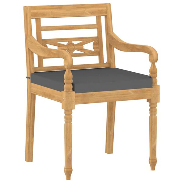 vidaXL Stolice Batavia s jastucima 6 kom od masivne tikovine