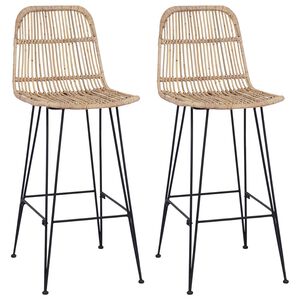 vidaXL Barska stolica 2 kom. Prirodna 44 x 55 x 109 cm Ratan i Čelik
