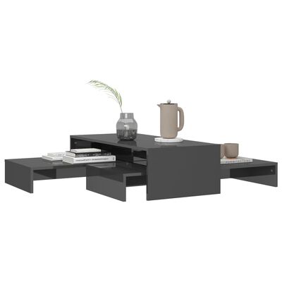 vidaXL Set uklapajućih stolića za kavu sjajni sivi 100 x 100 x 26,5 cm