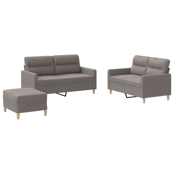 vidaXL 3-dijelni set sofa s jastucima smeđesivi od tkanine