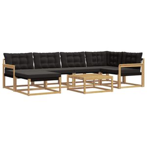 vidaXL Set vanjskih sofa 7 kom. Bijela i crna Čvrsto drvo akacije