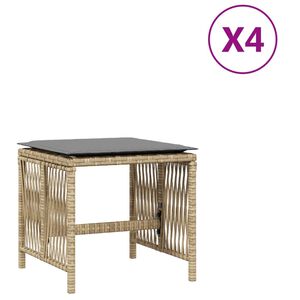 vidaXL Vrtni taburei s jastucima 4 kom 41x41x36 cm od poliratana