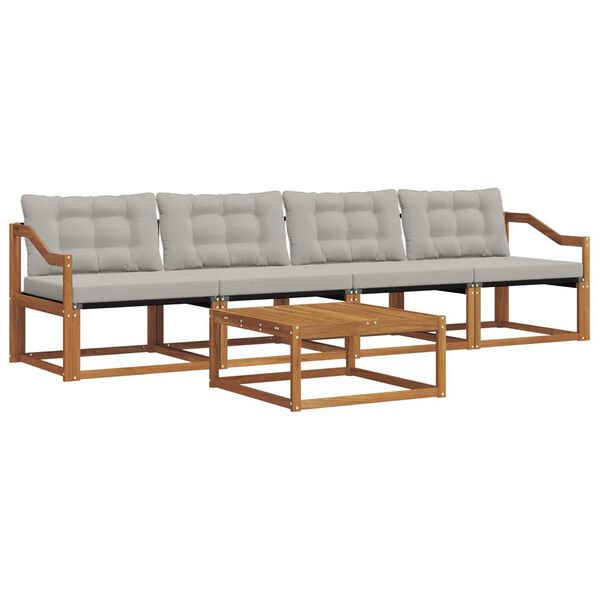 vidaXL Set vanjskih sofa s jastukom 5 pcs Prirodna i svijetlo siva