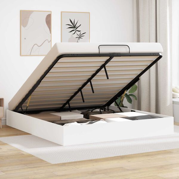 vidaXL Otomanski krevet s pohranom Bijelo 193 x 120 x 25 cm Iverica