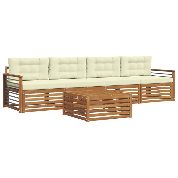 vidaXL Set vanjskih sofa s jastukom 5 pcs Prirodna i krem