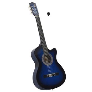 vidaXL Klasična gitara Western s prorezom i 6 žica plava 38 "