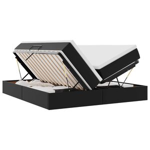 vidaXL Krevet s madracem i skladi&scaron;tem Crna 200 x 200 cm Lažna koža