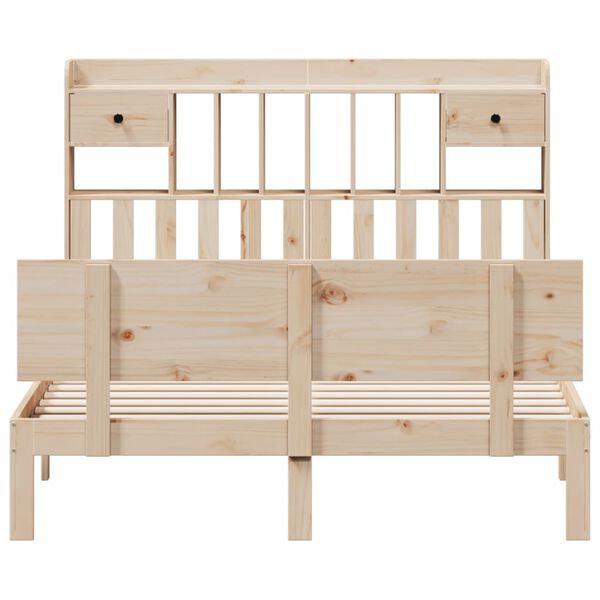 vidaXL Krevet s regalom za knjige bez madraca 140x190 cm od borovine
